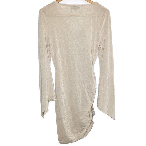 I.am.gia Amina Dress Asymmetrical Plunge Neck Tan Size L - Picture 2 of 7